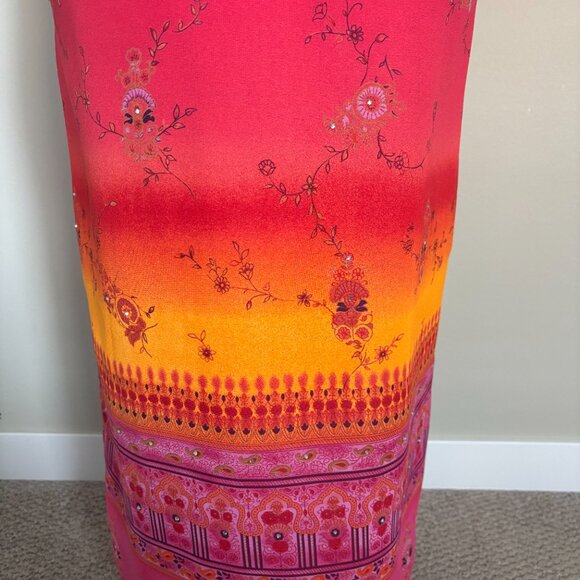 Colors of Sunset Sleeveless Lined Sheath Dress with Rhinestones Size 6 by Chorus - Picture 4 of 11